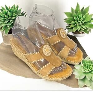 Nurture Tortola Leather Sandals Women’s 7 Wedge Heels Platforms Boho Espadrille